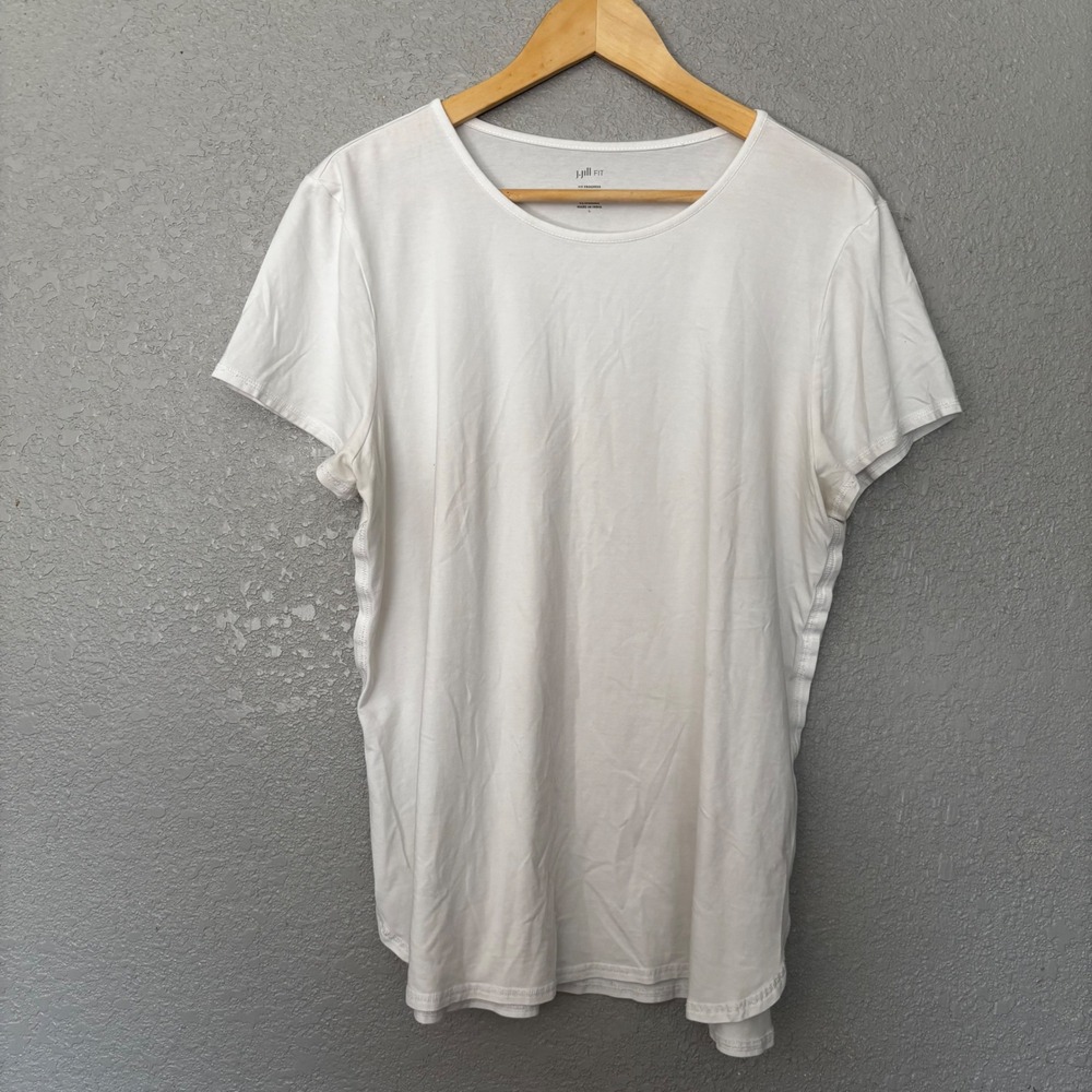 J Jill Fit Women's White‎ Basic Crew Neck Short Sleeve Shirt Size
